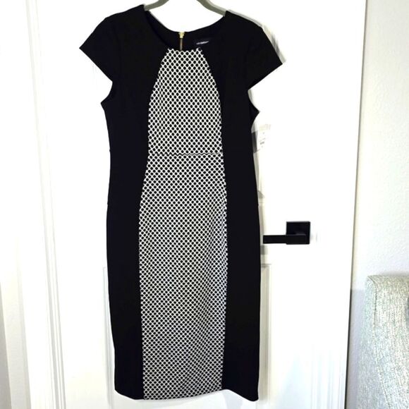 Liz Claiborne Black and White Cap Sleeve Dress - Size 10 - Picture 1 of 13
